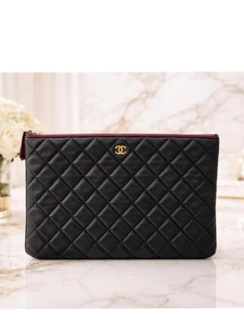 Chanel CC Caviar Quilted Cosmetic / Clutch Bag